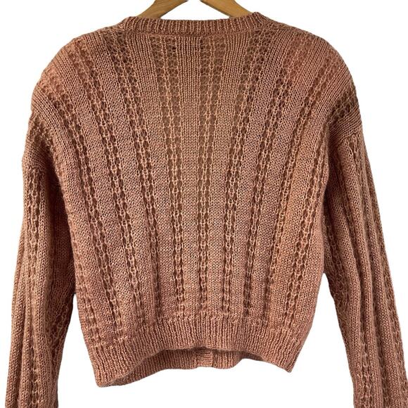 Autograph Clothing Mohair Blend V Neck Sweater Cardigan Cable Knit S Boho Pink - Picture 7 of 7